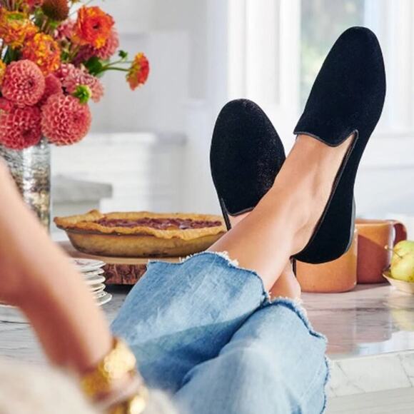 Birdies The Starling Loafers Velvet Semi Formal Flats Classic In Black Size 10 - Picture 1 of 11